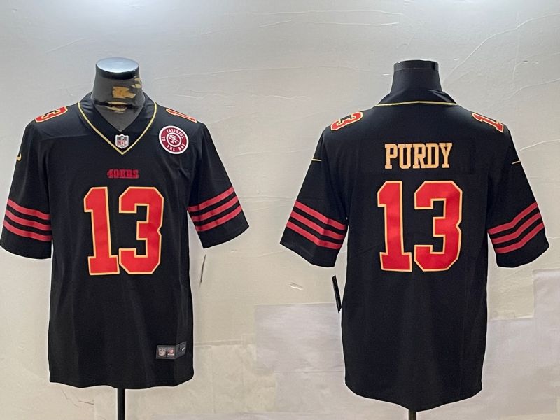 Men San Francisco 49ers 13 Purdy Black Gold 2024 Nike Limited NFL Jersey style 12303